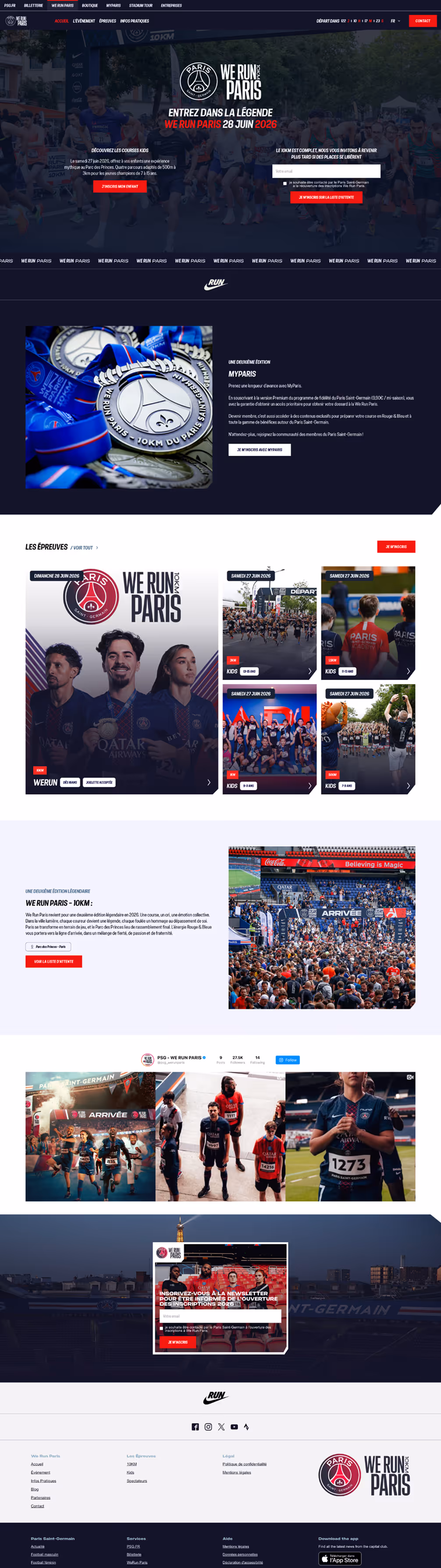 WeRun Paris PSG website